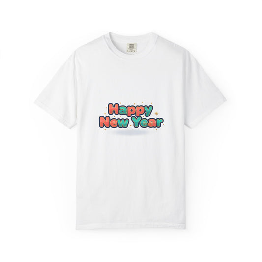 Happy New Year T-Shirt — Colorful Retro Bubble Text New Year's Tee